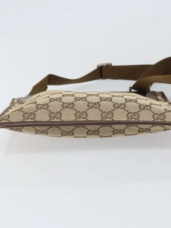 GUCCI 27639 Shoulder Bag Pochette Brown Beige SilverHardware  GUCCI GG Canvas Shoulder Bag Beige Silver 27639 Auth 170299